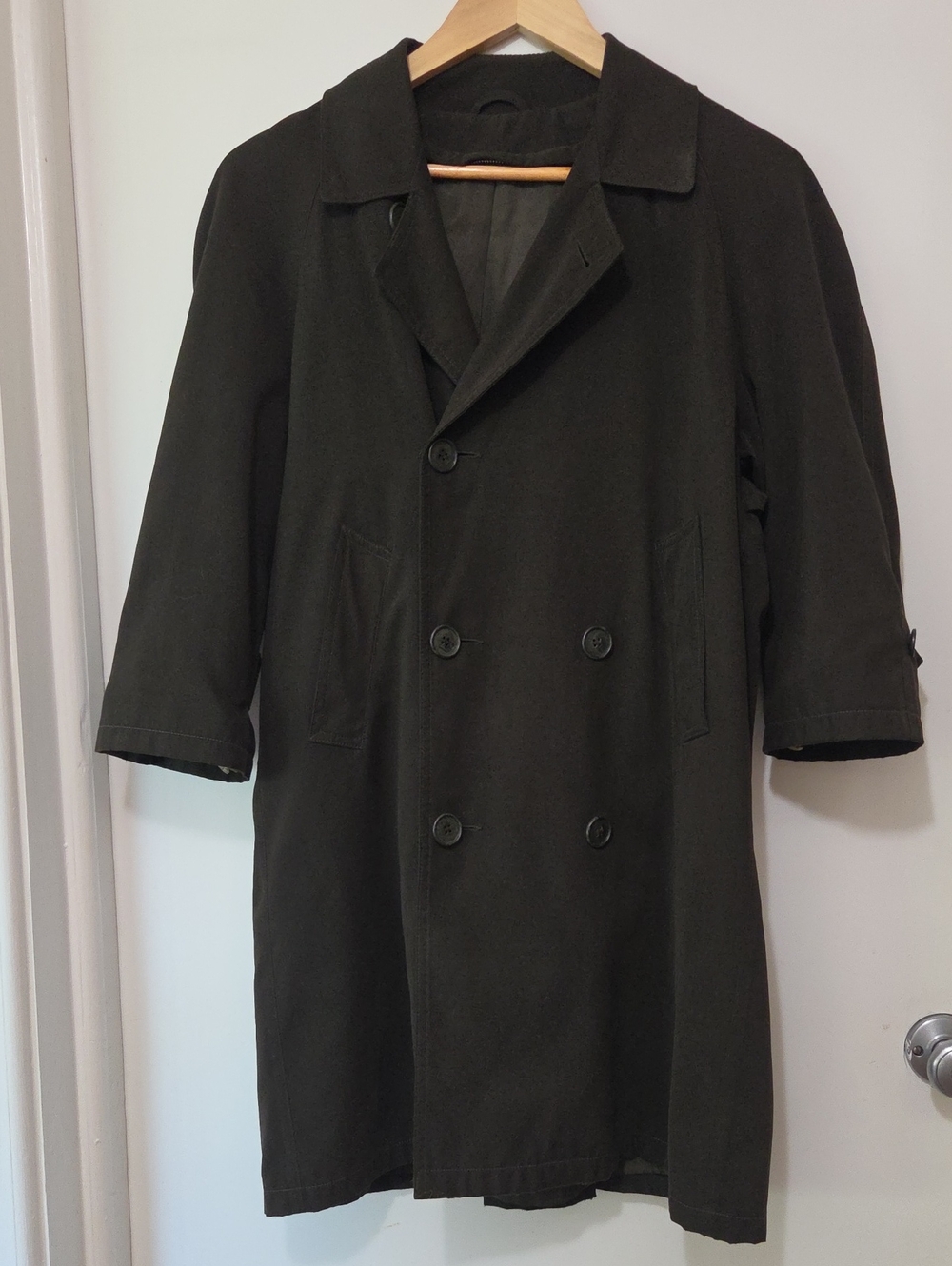 Dark Olive Double-Breasted Peacoat